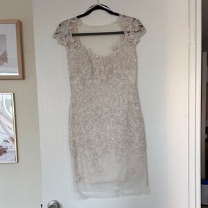 Tadashi Shoji Cream Lace Mini Dress